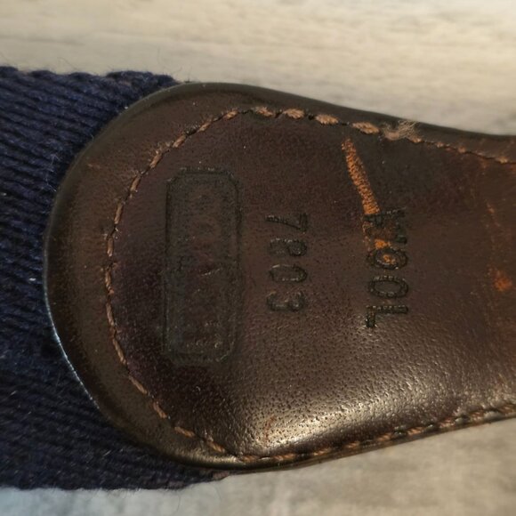 Vintage Coach Leather & Canvas Belt With Brass Buckle 40" Size Made In USA - Picture 4 of 7